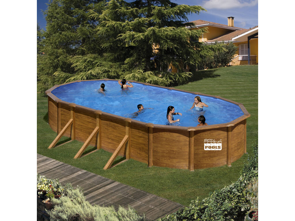 Piscina Imitação Madeira Mauritius 610x375x132 Cm Gre KITPROV618WO