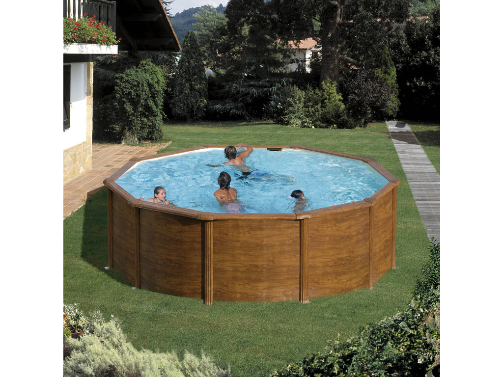 Piscina Desmontável Imitação de Madeira Mauritius 550x132 cm. Gre KITPR558WO