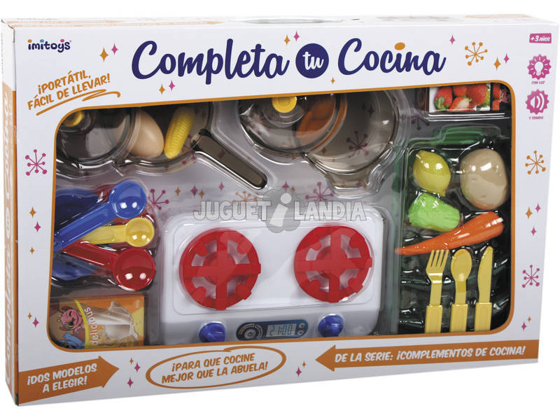 Cozinha de brinquedo com dois pratos e acessórios