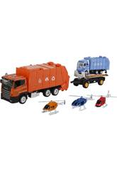 Camion Ramassage de Déchets 23 cm. Véhicule et 3 Hélicoptères
