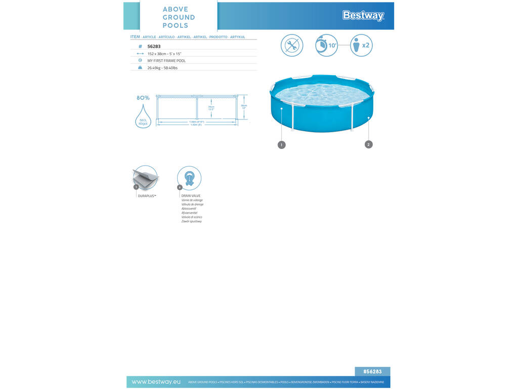 La Mia Prima Piscina 152x38 cm Bestway 56283