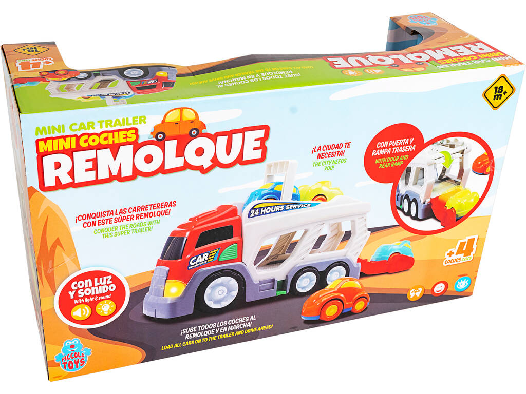 Camion Transport avec 4 voitures, lumière et son