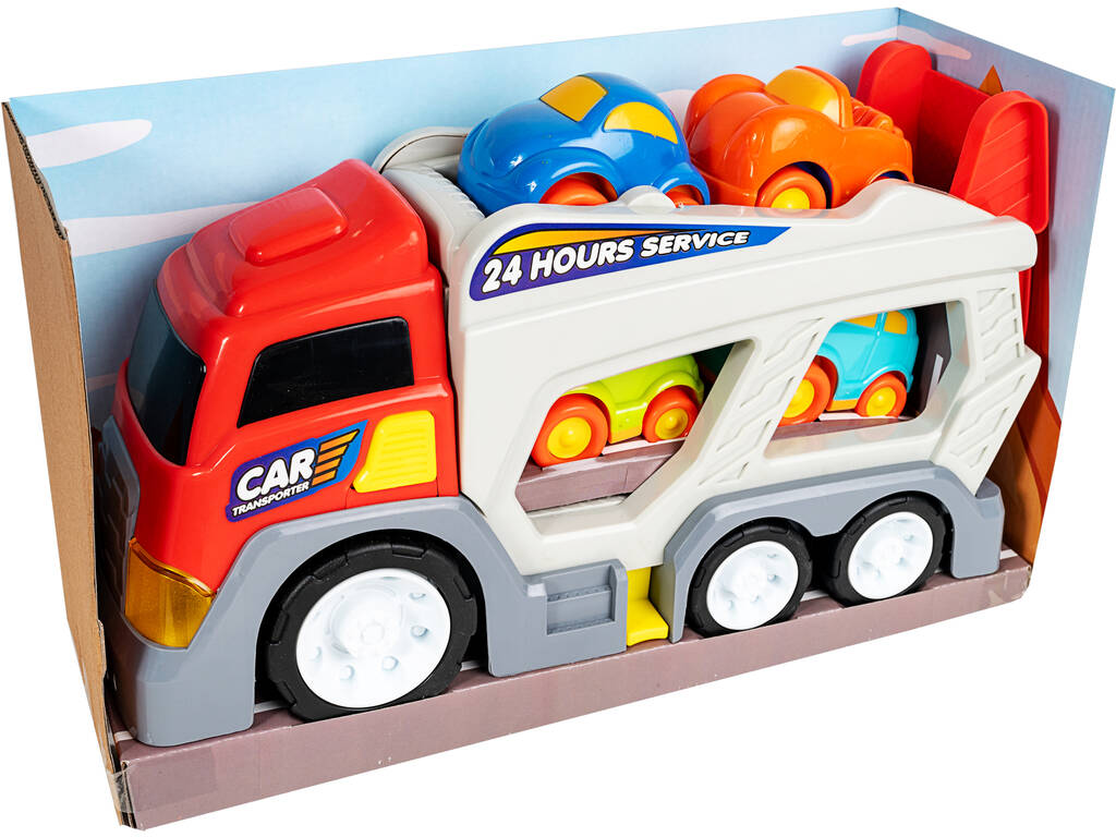 Camion Transport avec 4 voitures, lumière et son