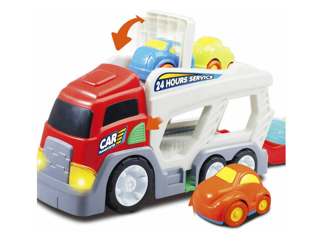 Camion Transport avec 4 voitures, lumière et son