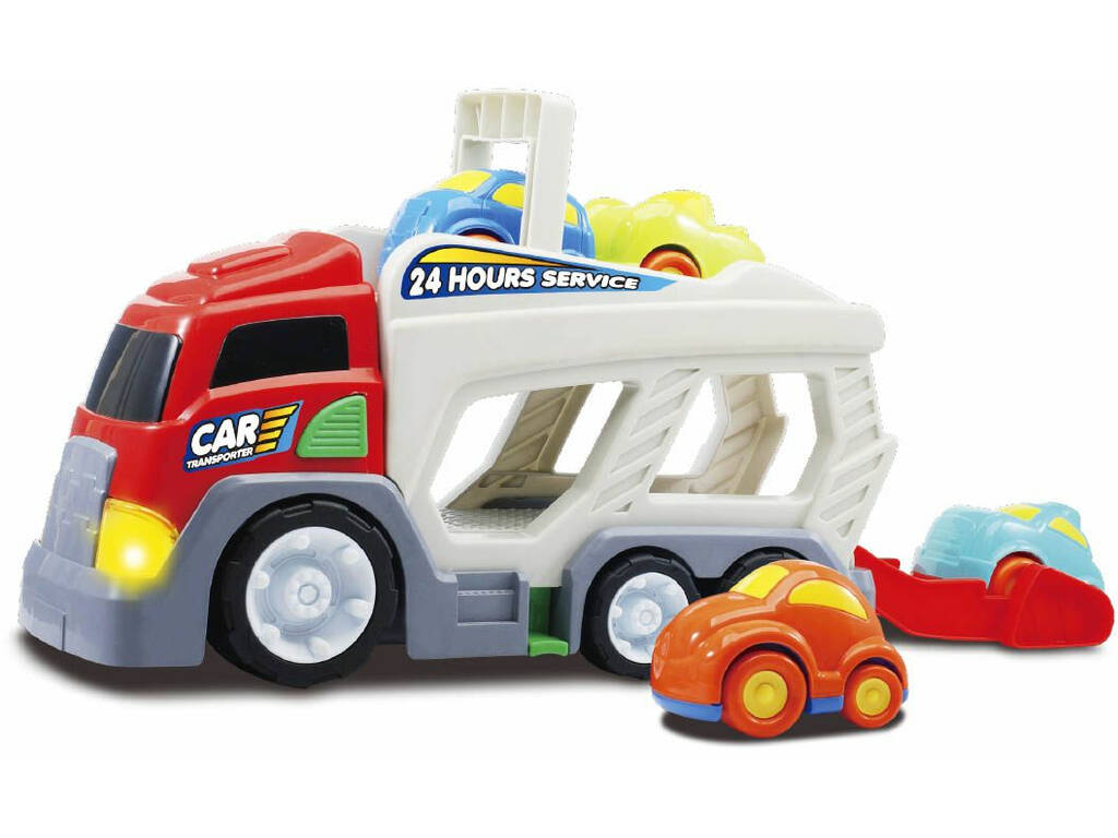 Camion Transport avec 4 voitures, lumière et son