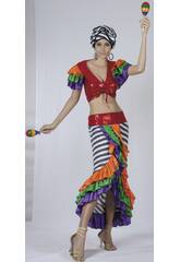 D�guisement danseuse de rumba jupe rayures femme taille XL 