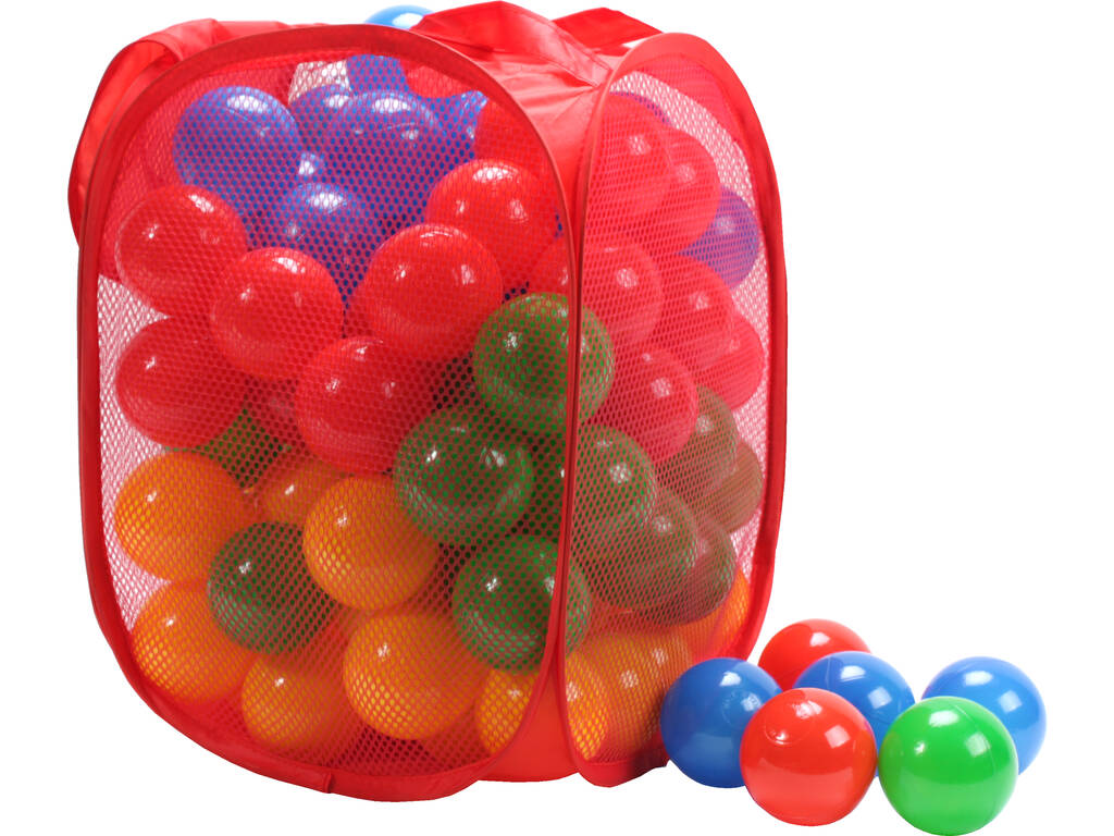 Sac En Filet avec 100 Boules De Couleurs 7 cm