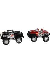 Set de 2 Voitures de 20 cm 4x4 Friccion Rouge et Noir