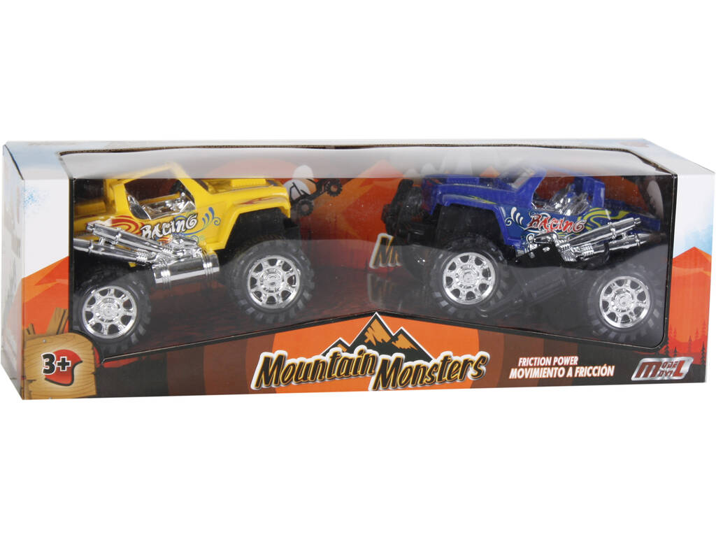 Set 2 Auto 20 cm A frizione 4x4 Giallo e Blu