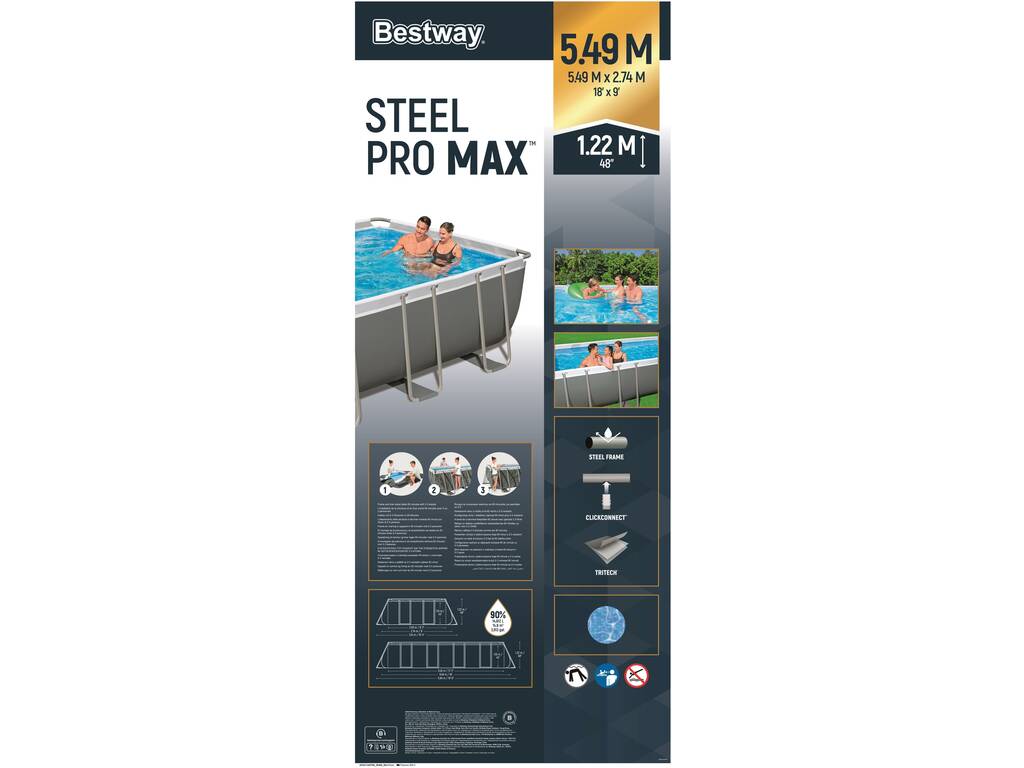 Piscine démontable 549 x 274 x 122 cm. Bestway 56466