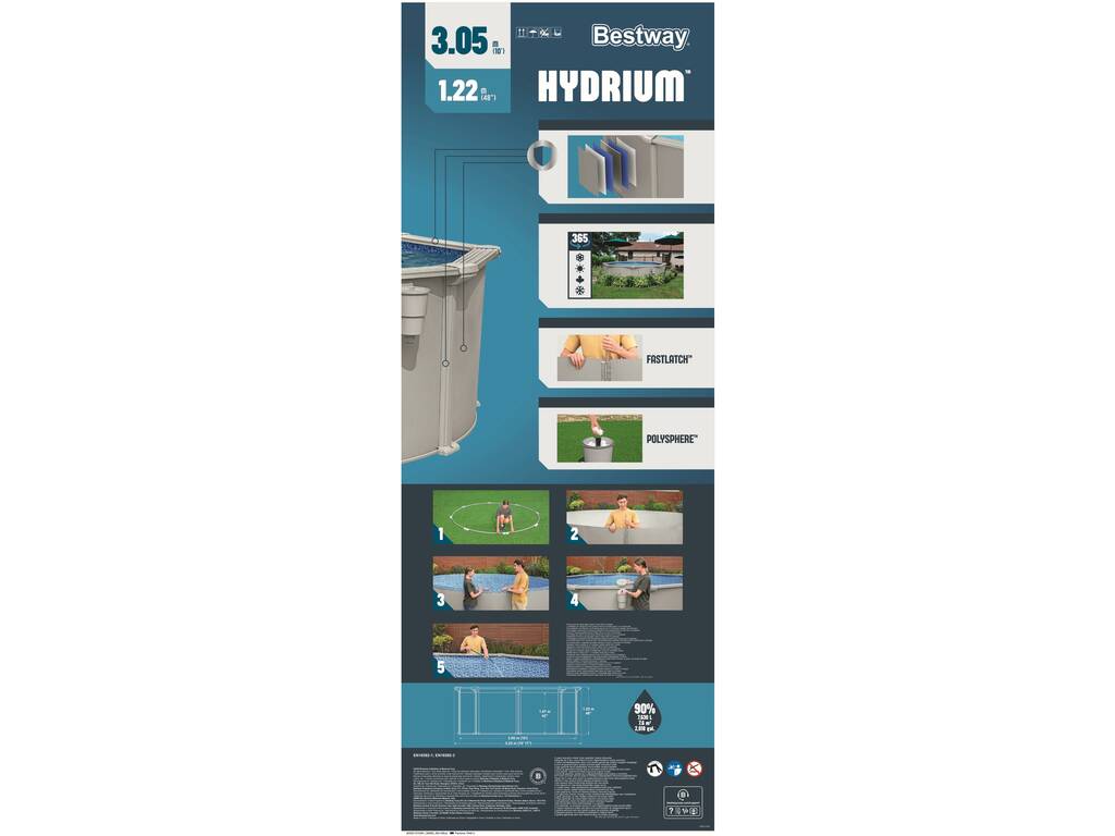 Piscine Hors Sol Hydrium 300 x 120 cm Bestway 56566