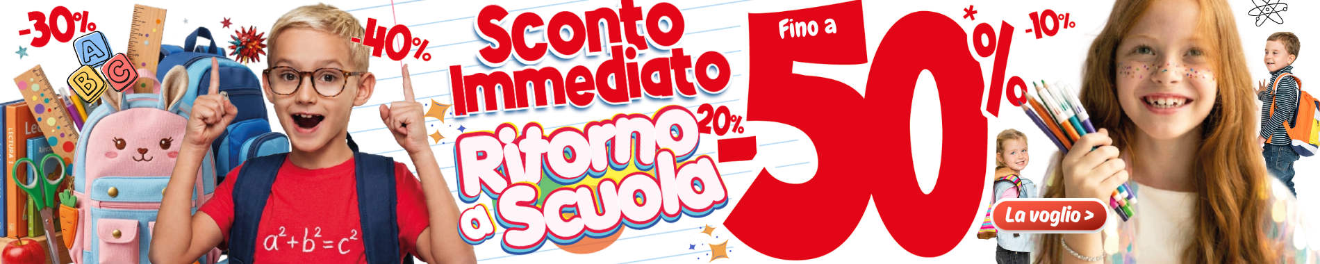 Back to school Sconti diretti fino al 50%