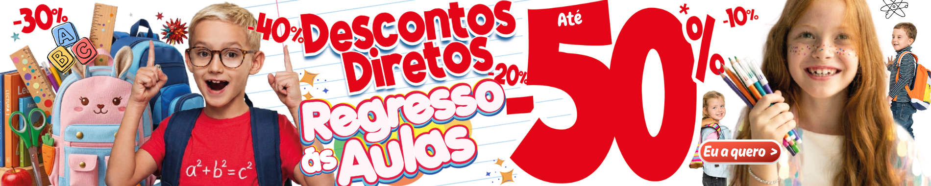 Regresso às aulas Descontos directos até 50%